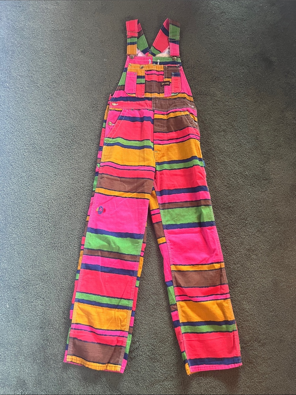 vintage 1960's big smith color block striped overalls